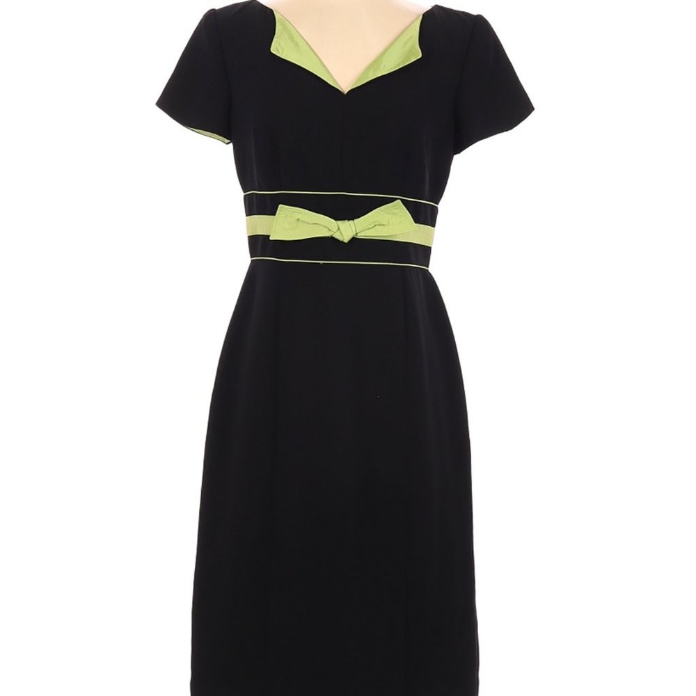 Vintage Donna Morgan Black dress with lime green details, Size 4